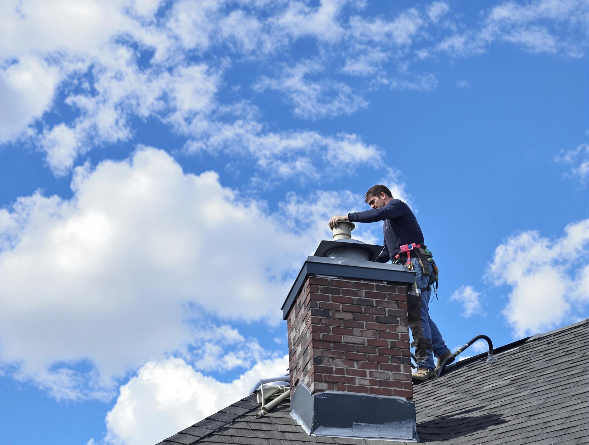 Pell City Chimney Sweep installing a sturdy chimney cap in Pell City, AL