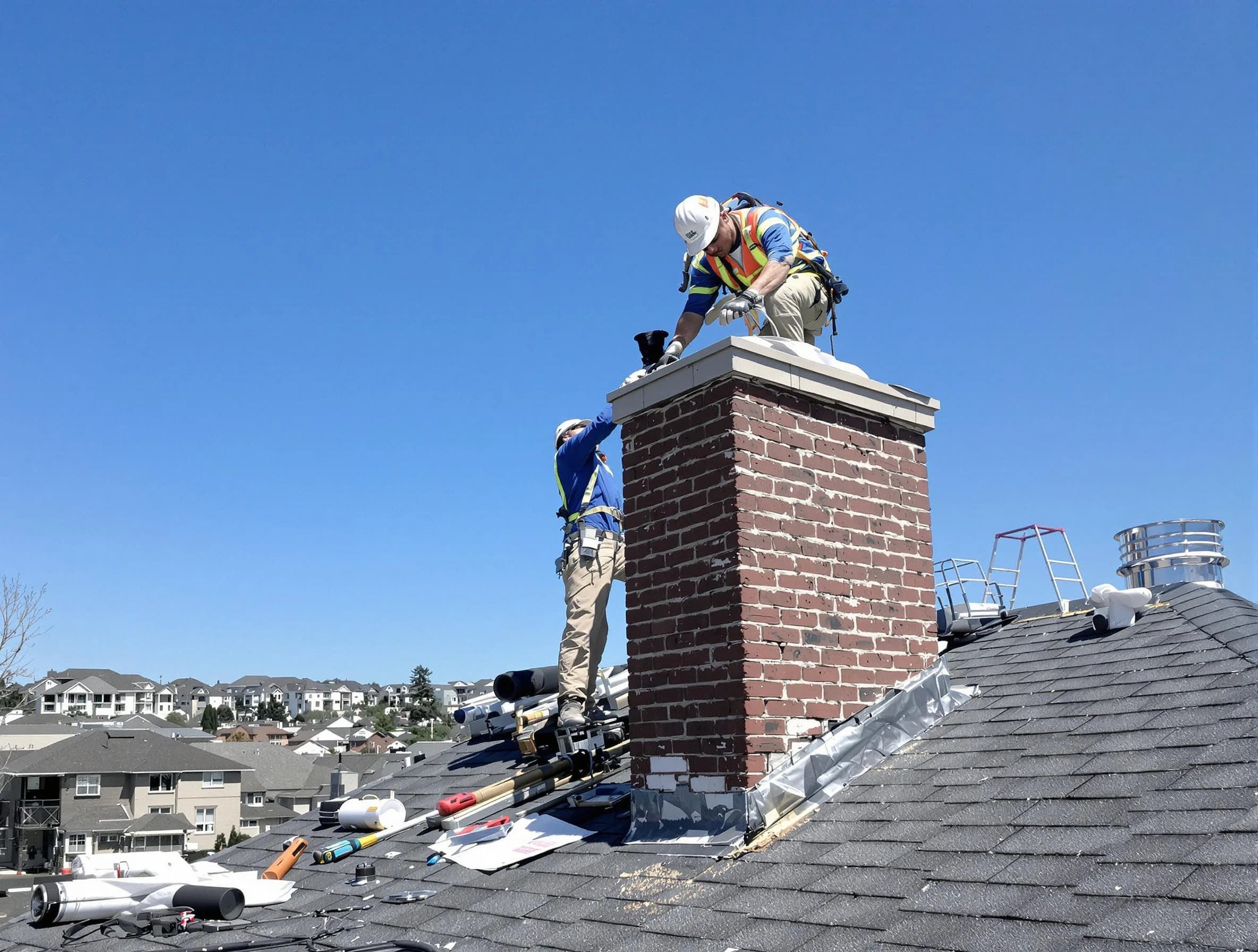 Pell City Chimney Sweep repairing a chimney crown in Pell City, AL