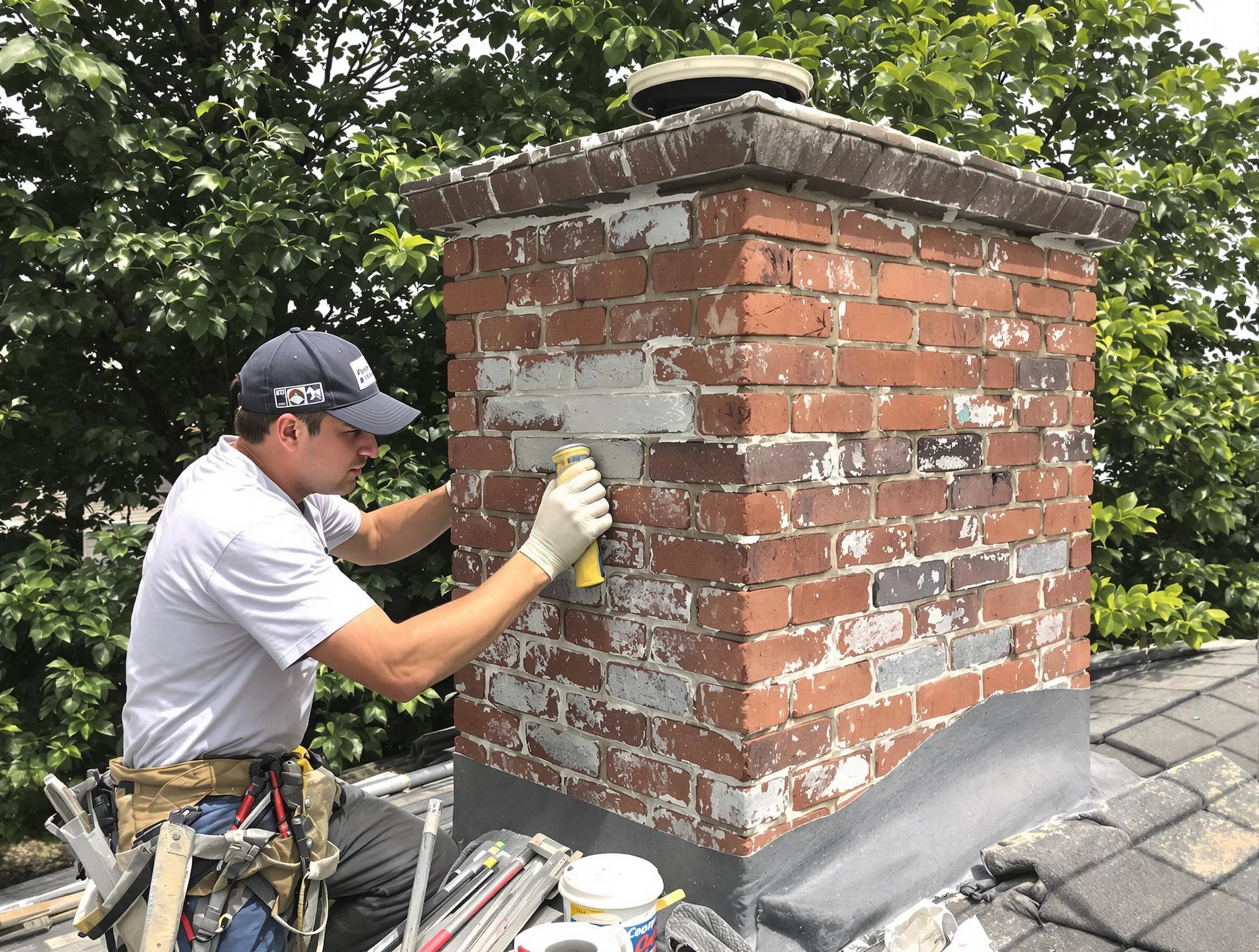 Pell City Chimney Sweep restoring an aging chimney in Pell City, AL