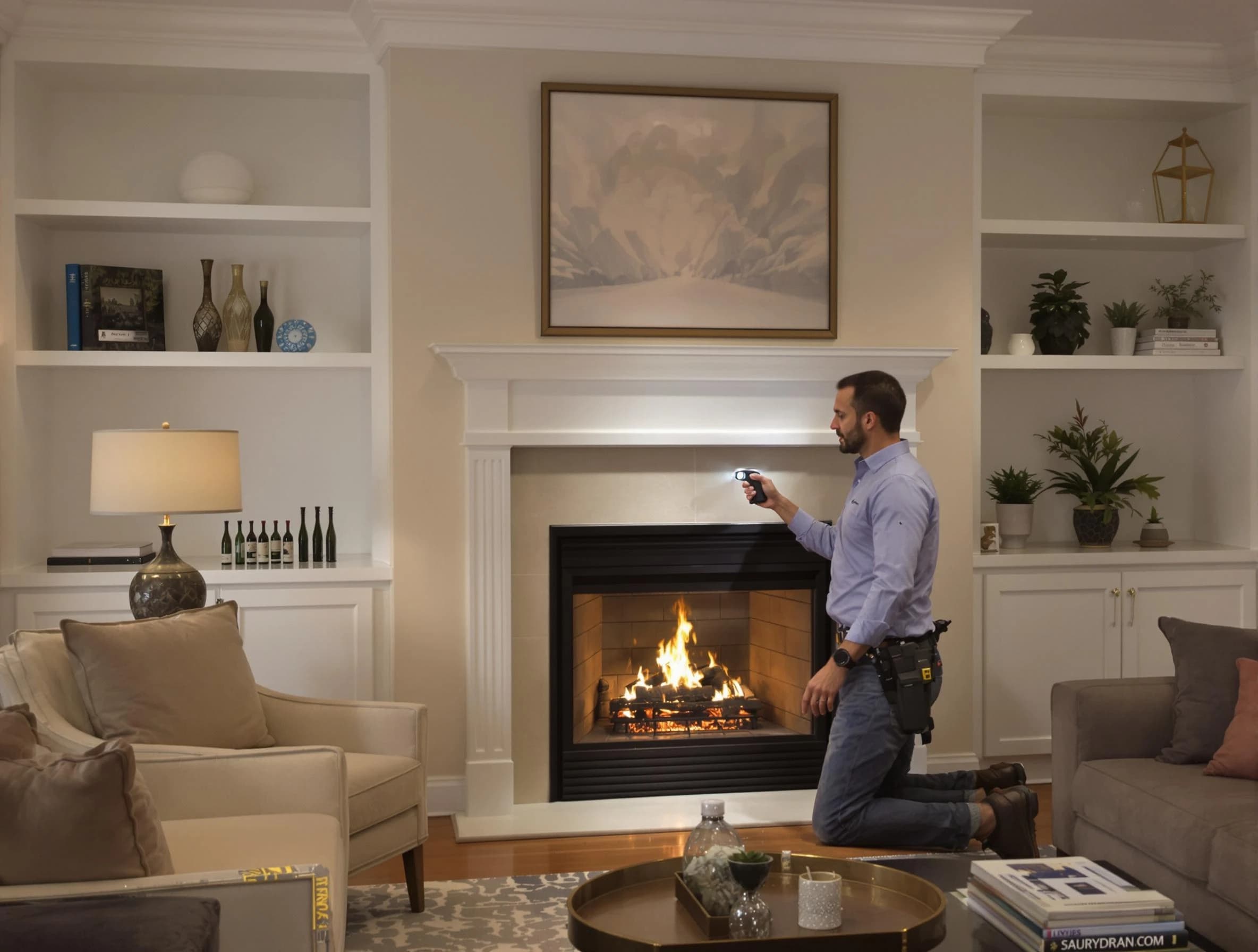 Pell City Chimney Sweep conducting a fireplace safety inspection in Pell City, AL