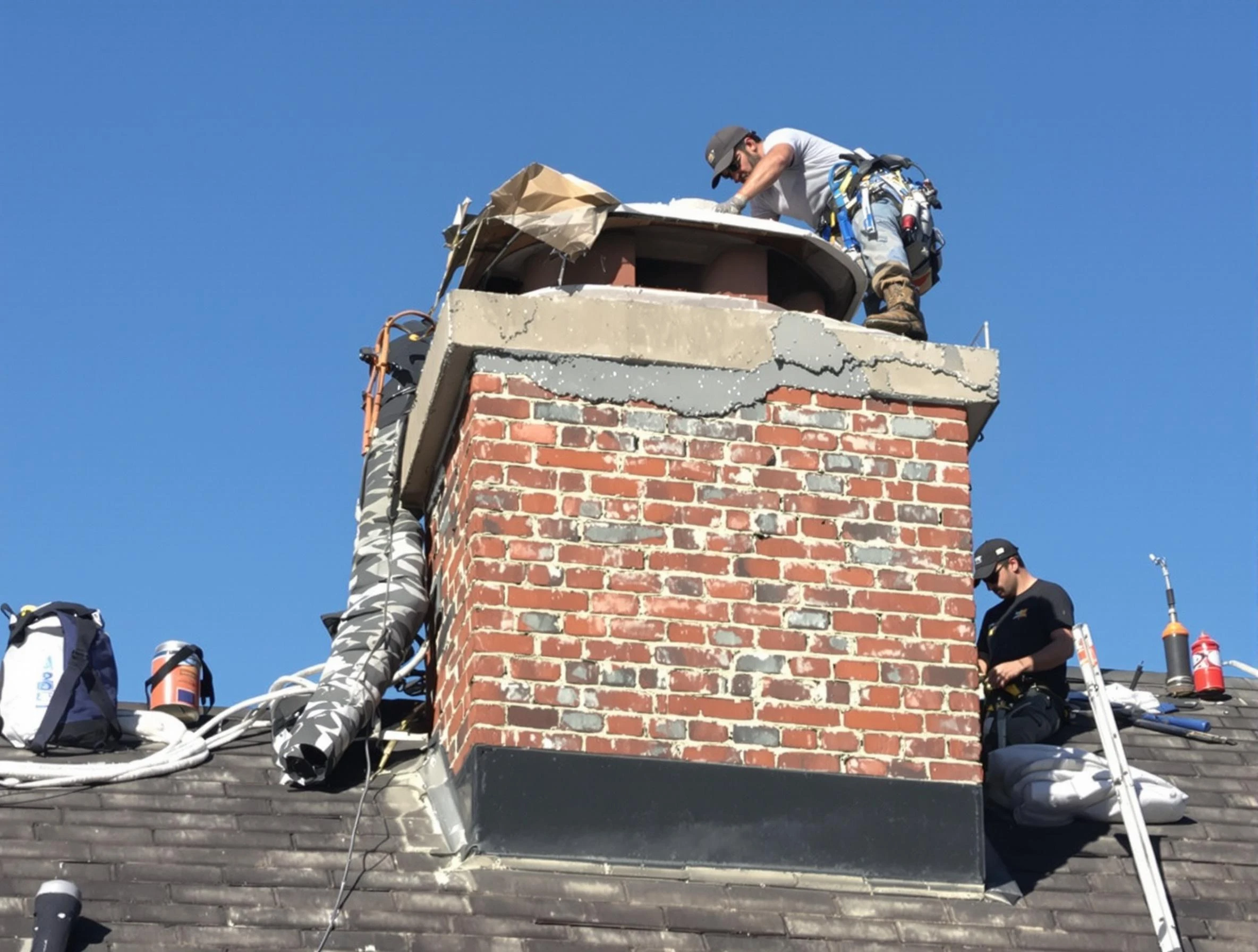 Pell City Chimney Sweep installing a custom chimney crown in Pell City, AL