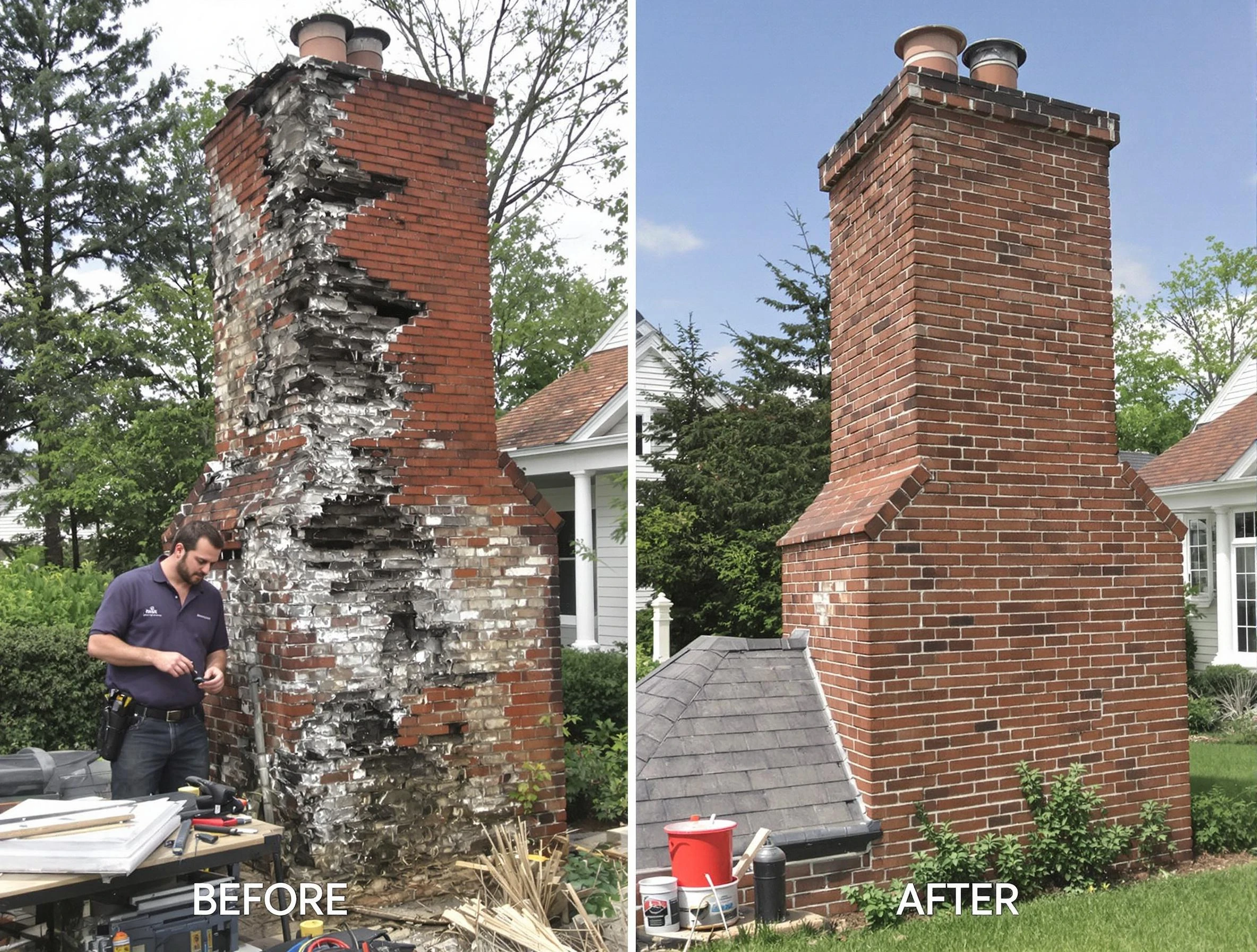 Pell City Chimney Sweep performing a full chimney restoration in Pell City, AL